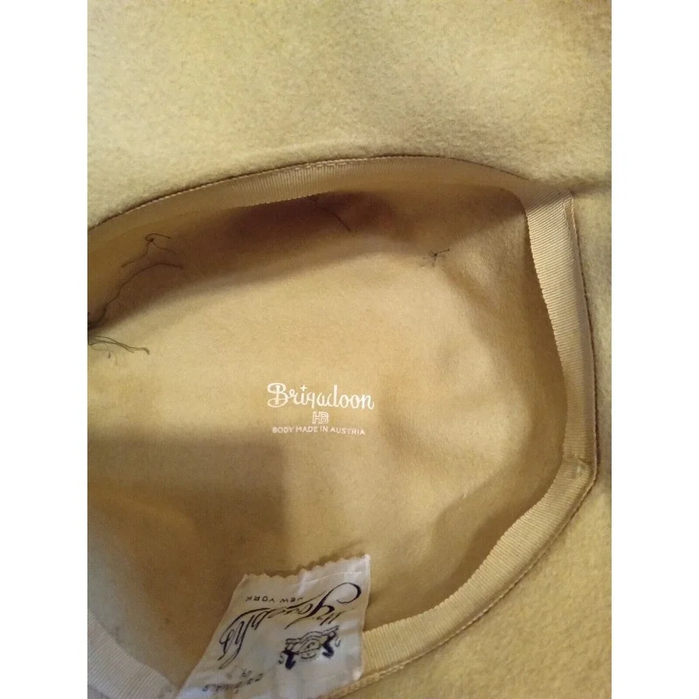 Vintage Mr Josephs New York Yellow Felt‎ Pillbox Hat Feathers Netting Austria